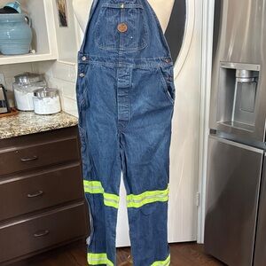 Men's Denim Overalls with Reflective Stripes